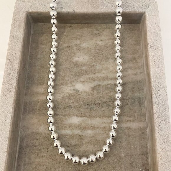 Jewelry - 925 Sterling Silver Bead Necklace 8 MM Bead Necklace Ball Statement Necklace